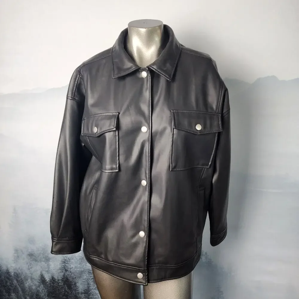Colza (Japanese) Black Synthetic Leather Jacket | Women's Small